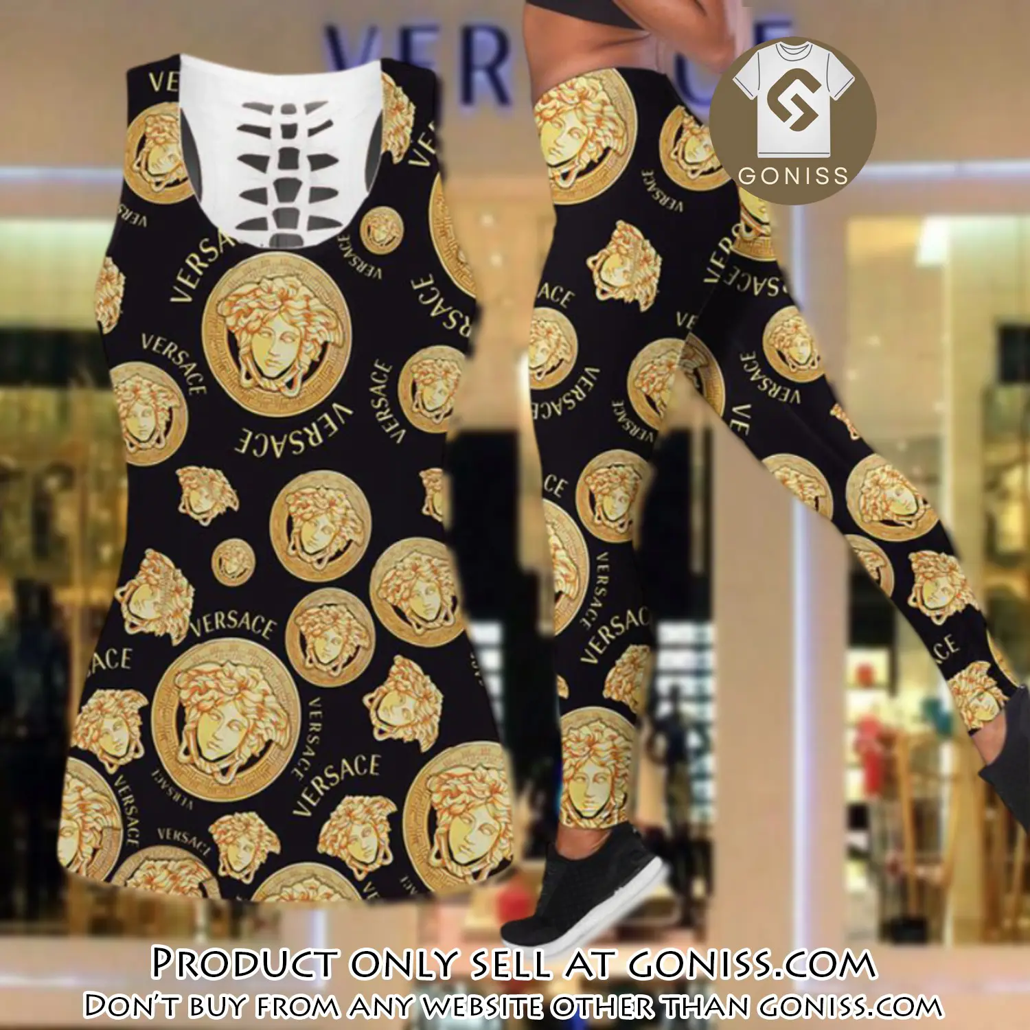 Gianni versace tank top leggings set luxury brand for women yoga gym gn0446914